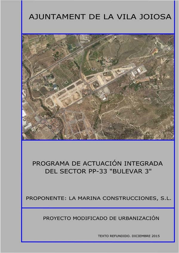 Informació pública del projecte modificat d'urbanització del sector PP-33 "Buelvard 3" del PGOU de la Vila Joiosa