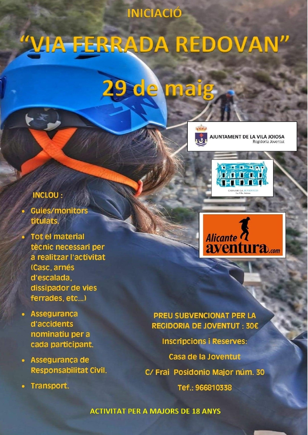 Joventut de la Vila Joiosa organitza una jornada d'aventura i esport en la via ferrada de Redovan